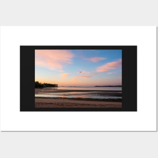 Beverly MA Dane Street Beach Morning Light Red Clouds Posters and Art